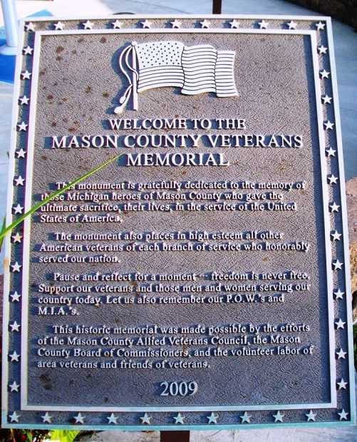 MASON COUNTY VETERANS MEMORIAL PLAQUE A