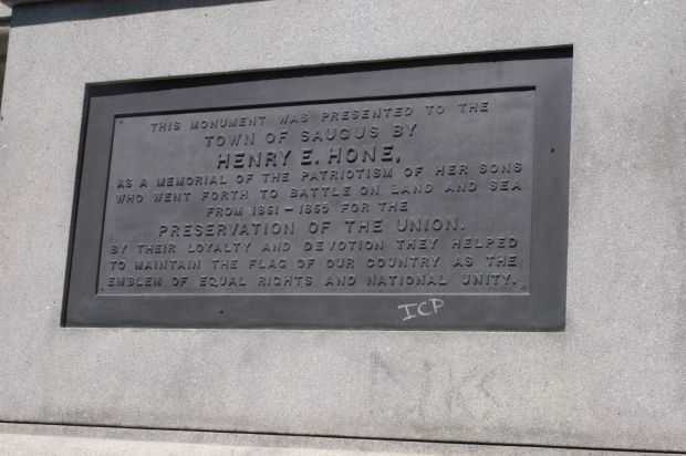 TOWN OF SAUGUS CIVIL WAR MONUMENT PLAQUE A