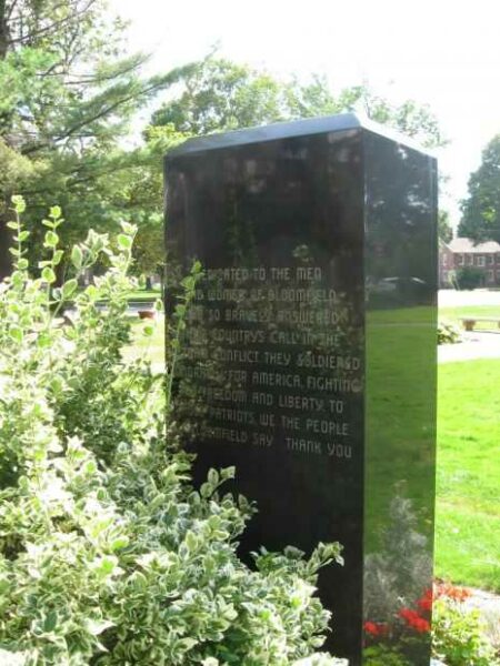 BLOOMFIELD VIETNAM VETERANS MONUMENT BACK