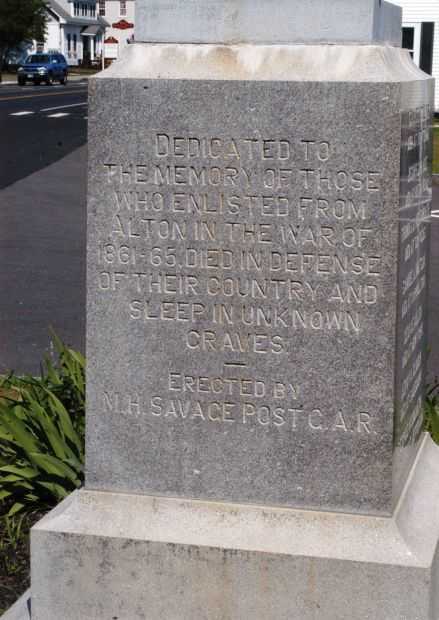ALTON CIVIL WAR MEMORIAL STONE A