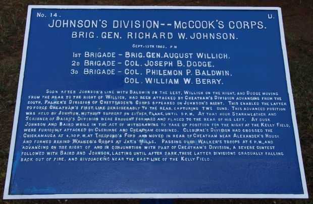 JOHNSON’S DIVISION–MCCOOK’S CORPS WAR MEMORIAL PLAQUE
