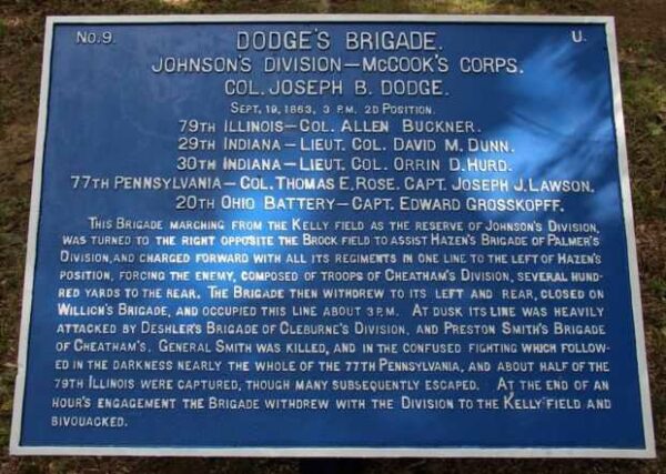 DODGE’S BRIGADE WAR MEMORIAL PLAQUE 3 P.M.
