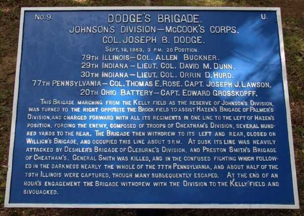 DODGE’S BRIGADE WAR MEMORIAL PLAQUE 3 P.M.