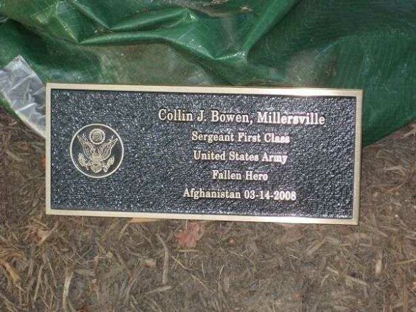 COLLIN J. BOWEN PARK TREE MEMORIAL PLAQUE