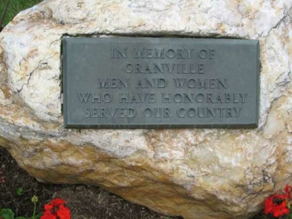GRANVILLE VETERANS MEMORIAL PLAQUE