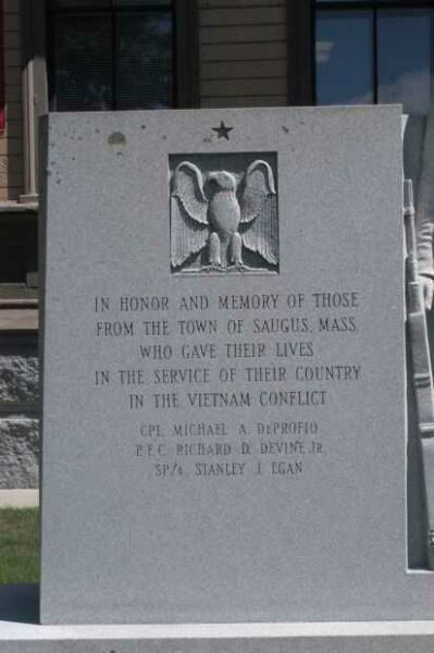SAUGUS VIETNAM VETERANS MEMORIAL DEDICATION STONE