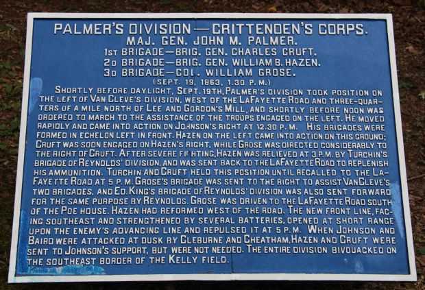 PALMER’S DIVISION-CRITTENDER’S CORPS WAR MEMORIAL PLAQUE