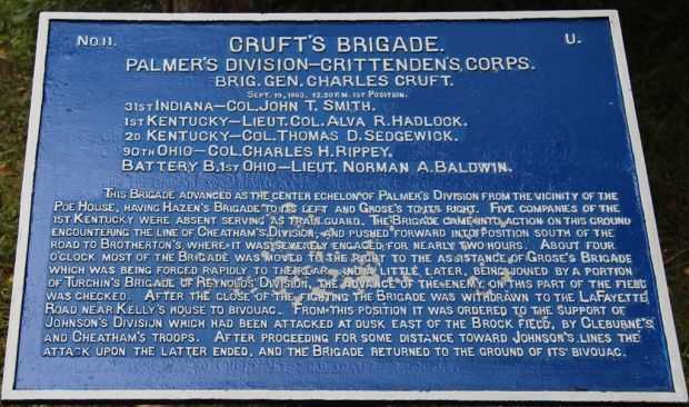 CRUFT’S BRIGADE PALMER’S DIVISION WAR MEMORIAL PLAQUE