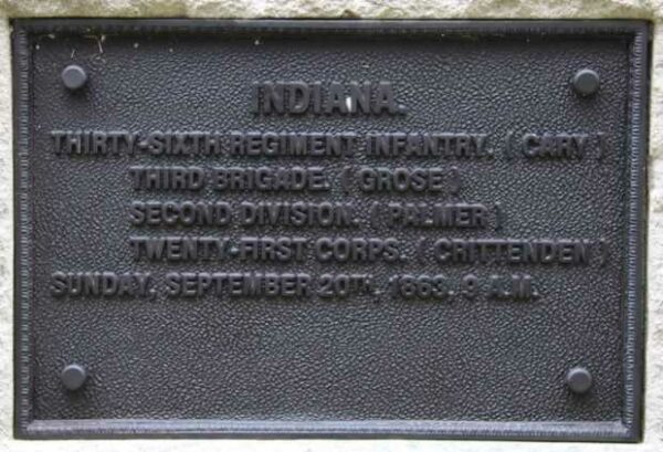 INDIANA THIRTY-SIXTH REGIMENT INFANTRY WAR MEMORIAL PLAQUE