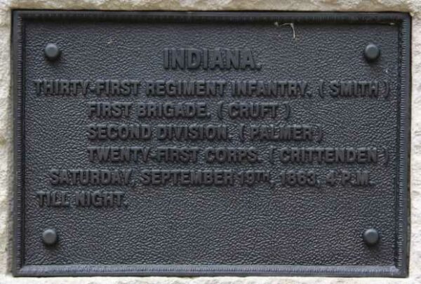INDIANA THIRTY-FIRST REGIMENT INFANTRY WAR MEMORIAL PLAQUE