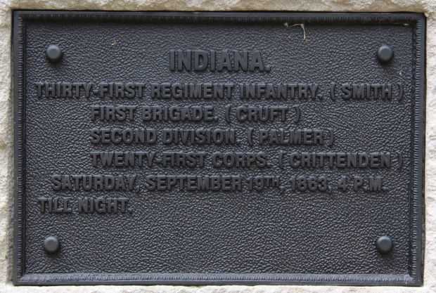 INDIANA THIRTY-FIRST REGIMENT INFANTRY WAR MEMORIAL PLAQUE