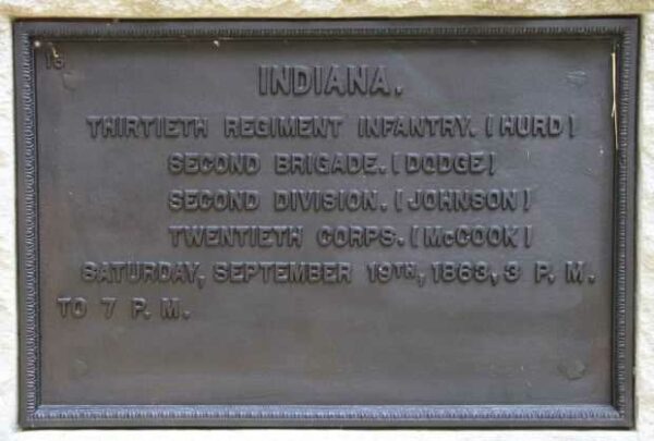 INDIANA THIRTIETH REGIMENT INFANTRY WAR MEMORIAL PLAQUE