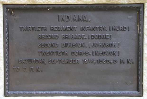 INDIANA THIRTIETH REGIMENT INFANTRY WAR MEMORIAL PLAQUE