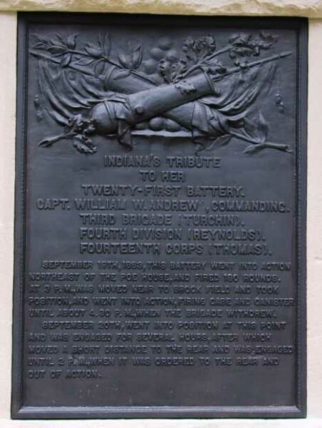 21ST INDIANA BATTERY WAR MEMORIAL PLAQUE