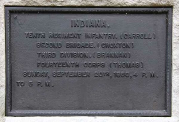 INDIANA TENTH REGIMENT INFANTRY WAR MEMORIAL PLAQUE