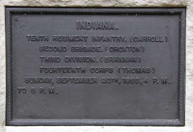 INDIANA TENTH REGIMENT INFANTRY WAR MEMORIAL PLAQUE