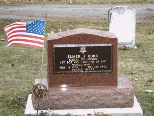 ELMER J BURR MEDAL OF HONOR CEMETERY STONE FRONT