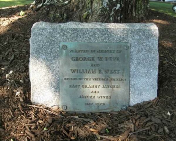 GEORGE W. PEPE AND WILLIAM E. WEST MEMORIAL TREE PLAQUE