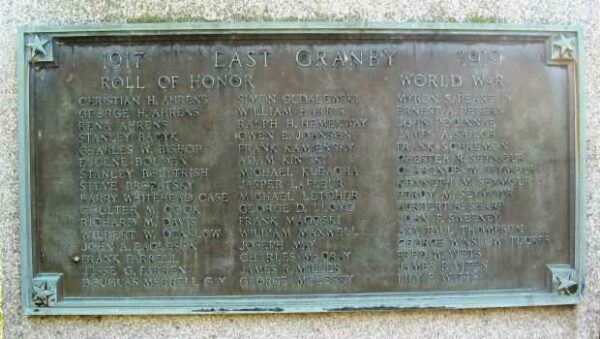 EAST GRANBY WORLD WAR ROLL OF HONOR MEMORIAL PLAQUE