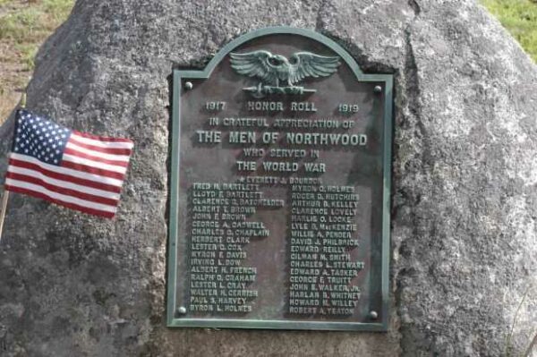 NORTHWOOD WORLD WAR I HONOR ROLL MEMORIAL PLAQUE
