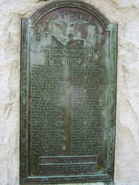 NORTHFIELD WORLD WAR I MEMORIAL