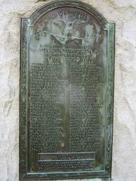 NORTHFIELD WORLD WAR I MEMORIAL