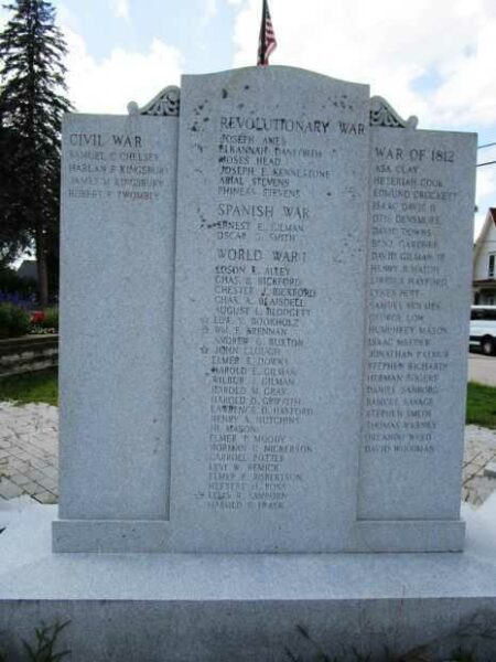 TOWN OF TAMWORTH WAR MEMORIAL STONE B