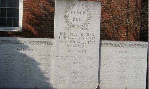 FAIR LAWN HONOR ROLL WAR MEMORIAL
