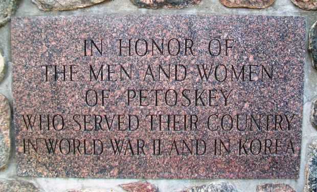 PETOSKEY WORLD WAR II AND KOREA MEMORIAL STONE A