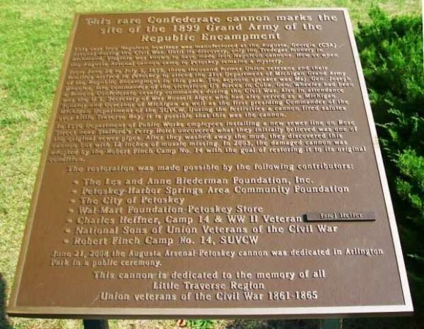 RARE CONFEDERATE CANNON WAR MEMORIAL PLAQUE