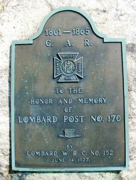 LOMBARD POST NO. 170 G.A.R. MEMORIAL PLAQUE
