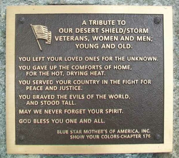 PETOSKEY DESERT SHIELD/STORM WAR MEMORIAL PLAQUE
