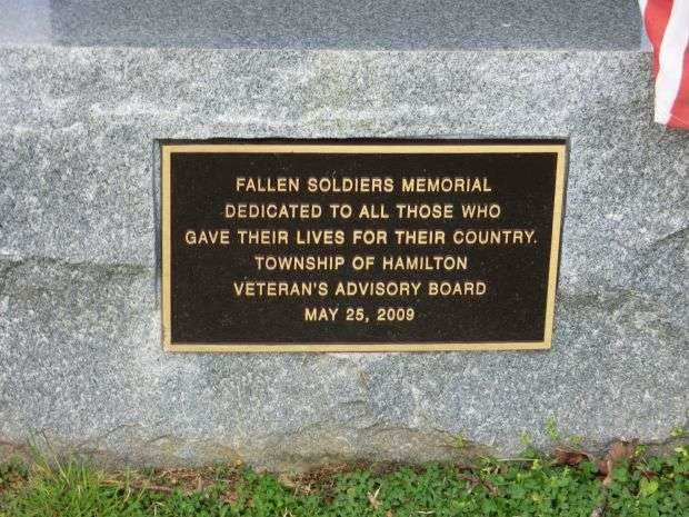 TOWNSHIP OF HAMILTON FALLEN SOLDIERS MEMORIAL PLAQUE