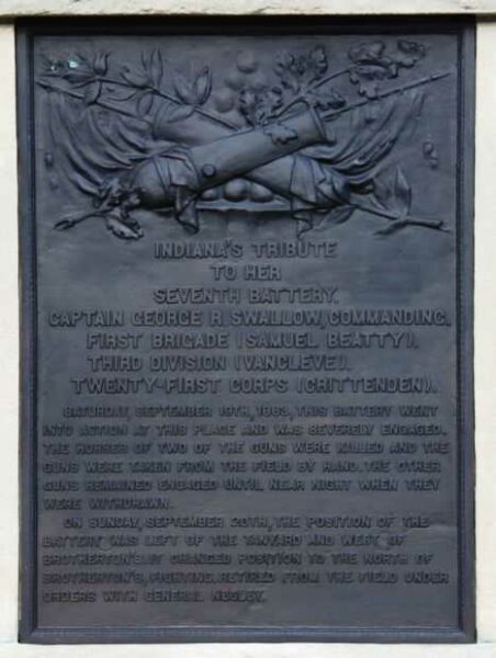 7TH INDIANA BATTERY WAR MEMORIAL PLAQUE