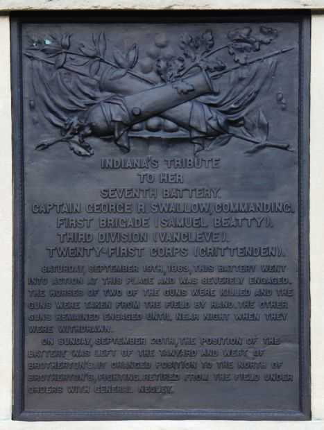 7TH INDIANA BATTERY WAR MEMORIAL PLAQUE