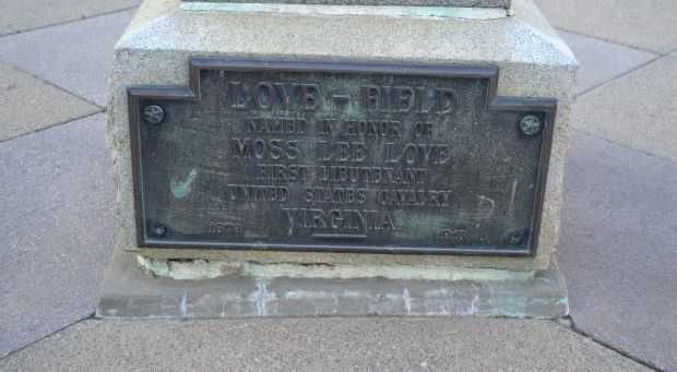 LOVE FIELD MEMORIAL PLAQUE BOTTOM FRONT