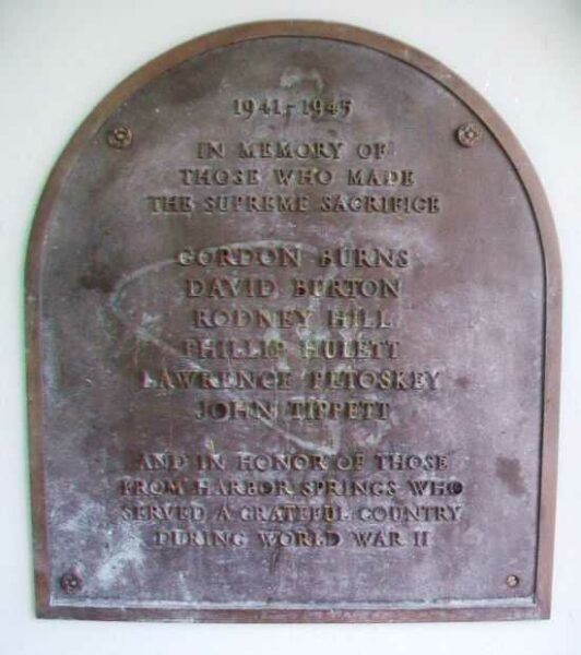 HARBOR SPRINGS WORLD WARS MEMORIAL PAVILION PLAQUE B