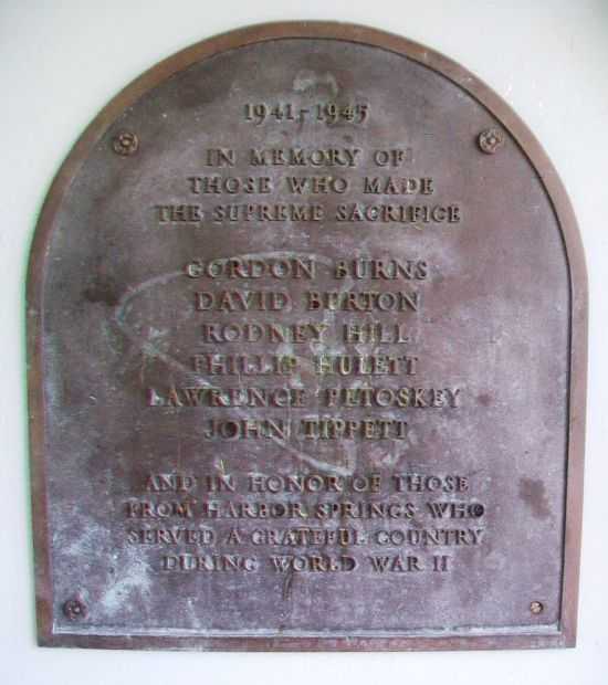HARBOR SPRINGS WORLD WARS MEMORIAL PAVILION PLAQUE B