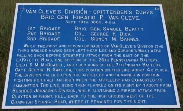 VAN CLEVE’S DIVISION-CRITTENDEN’S CORPS WAR MEMORIAL PLAQUE