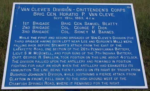 VAN CLEVE’S DIVISION-CRITTENDEN’S CORPS WAR MEMORIAL PLAQUE