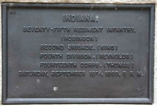 INDIANA SEVENTY-FIFTH REGIMENT INFANTRY WAR MEMORIAL PLAQUE