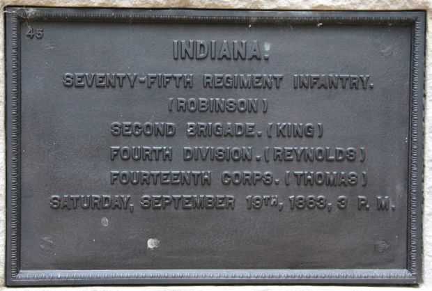 INDIANA SEVENTY-FIFTH REGIMENT INFANTRY WAR MEMORIAL PLAQUE