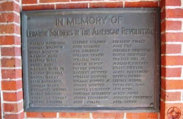 LEBANON SOLDIERS OF THE AMERICAN REVOLUTION MEMORIAL PLAQUE A