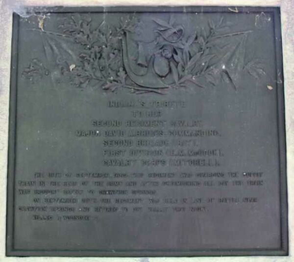 INDIANA’S SECOND REGIMENT CAVALRY MEMORIAL PLAQUE