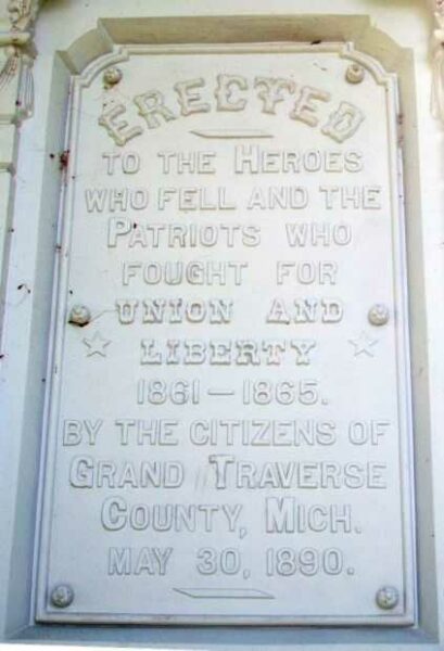 GRAND TRAVERSE COUNTY CIVIL WAR SOLDIER MEMORIAL PLAQUE B
