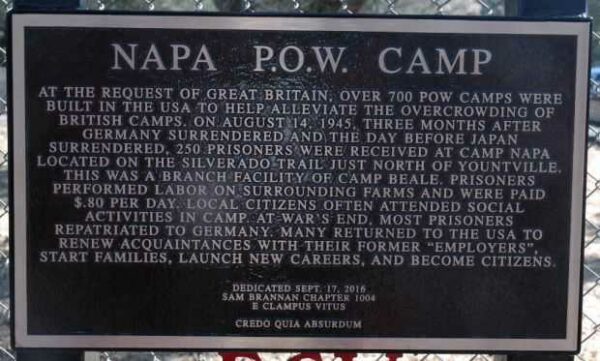 NAPA P.O.W. CAMP MEMORIAL PLAQUE