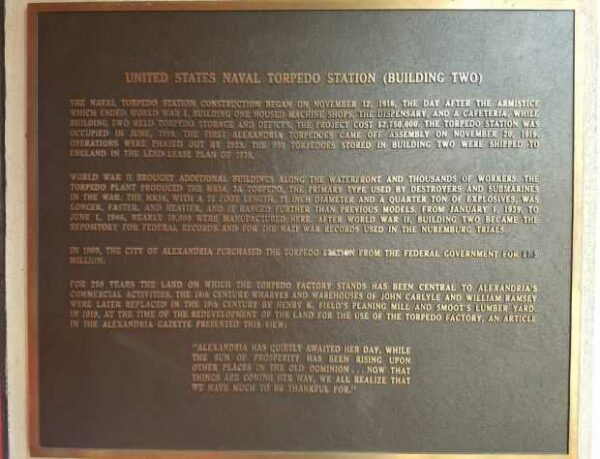 UNITED STATES NAVAL TORPEDO STATION MEMORIAL PLAQUE