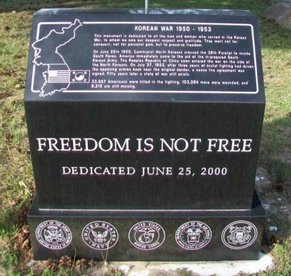 TRAVERSE CITY KOREAN WAR MEMORIAL FRONT