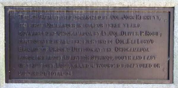 4TH OHIO CAVALRY WAR MEMORIAL PLAQUE