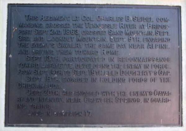 3RD OHIO CAVALRY WAR MEMORIAL PLAQUE